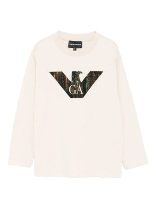 Beige Amrani Logo Graphic Long Sleeve Tee