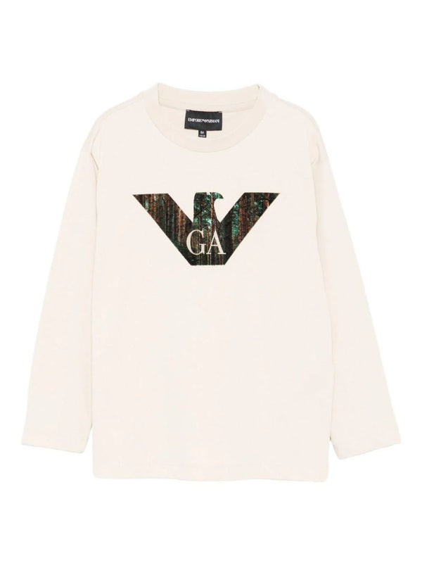 Beige Amrani Logo Graphic Long Sleeve Tee