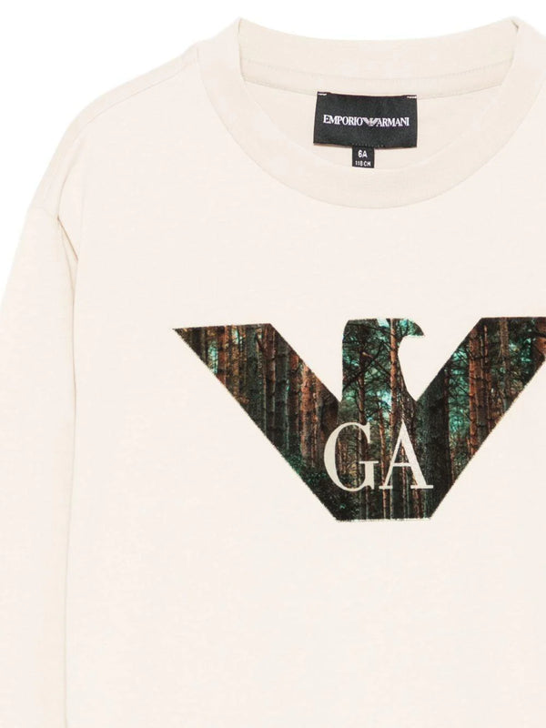 Beige Amrani Logo Graphic Long Sleeve Tee