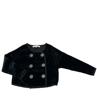 Black Velour Double Breasted Cardigan