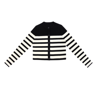 Black and Cream Ribbed Cardigan