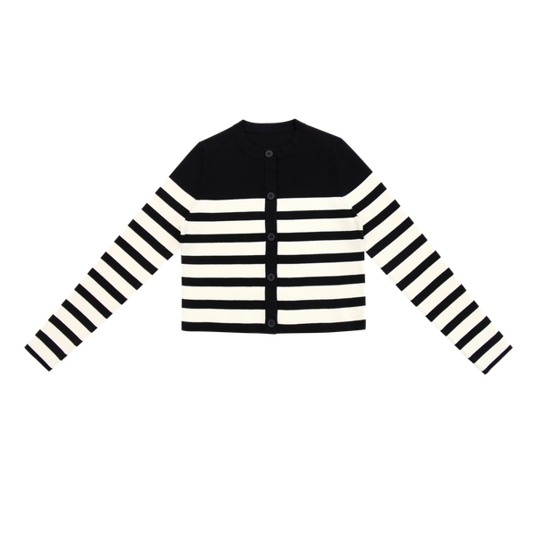 Black and Cream Ribbed Cardigan