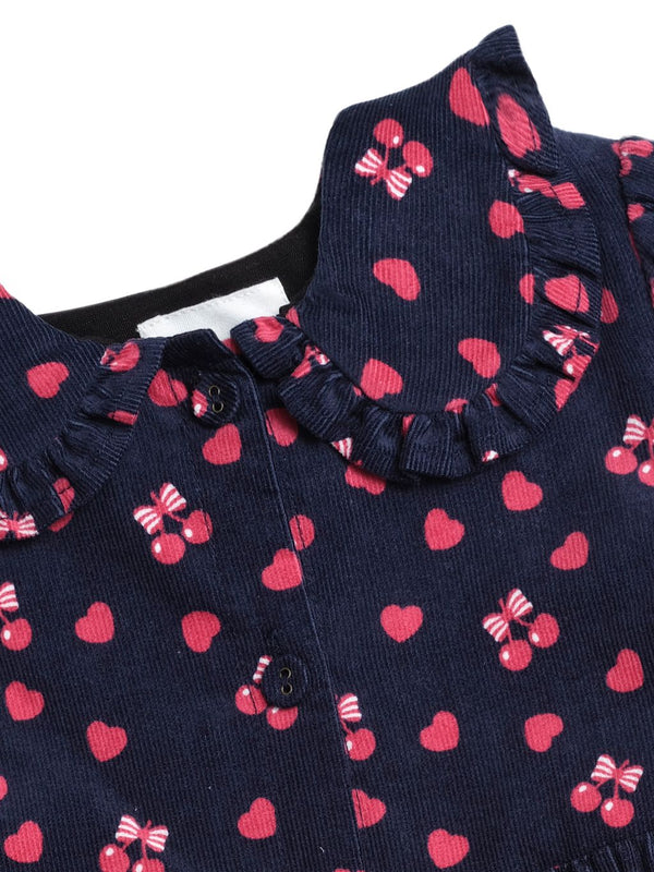 Indigo Cherry Pie Tiered Cord Dress