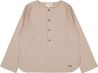 Beige Twill Check Oncle Shirt