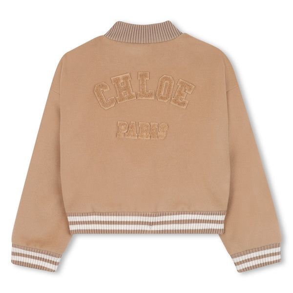 Beige Wool Varsity Jacket