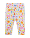 White Peppy Multicolor Flower Print Leggings