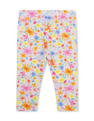 White Peppy Multicolor Flower Print Leggings