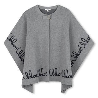 Heather Grey Chloe Embroidered Cape