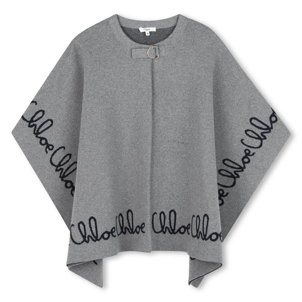 Heather Grey Chloe Embroidered Cape