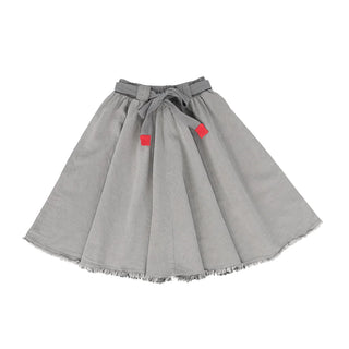 Wash Black Denim Short Skirt with Drawstring