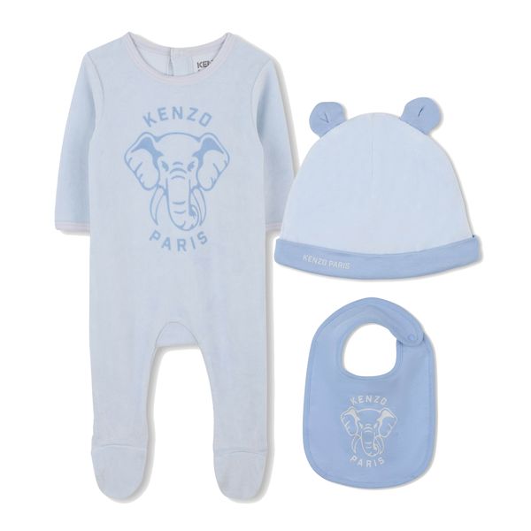 Pale Blue Elephant 3pc Footie Gift Set