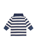 Navy and White Striped Long Sleeve Polo