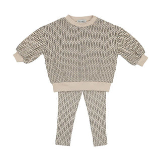 Blue Leaf Baby Sweater + Pants Set