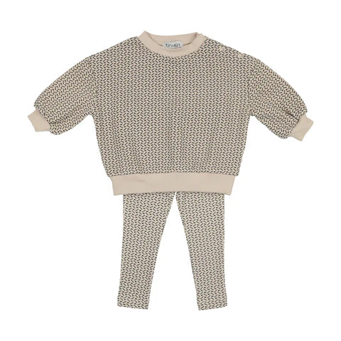 Blue Leaf Baby Sweater + Pants Set