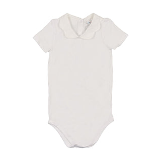 Coco Blanc Scalloped Peter Pan Onesie - White Coco Blanc Scalloped Peter Pan Onesie - White