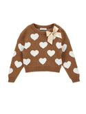 Brown and White Heart Sweater