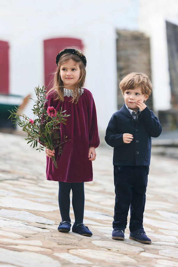 Navy Baby Shawl Collar Cardigan