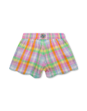 Prism Pink Pomme Scalloped Hem Plaid Shorts