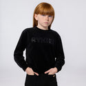 Black Velour Rhinestone Logo Crewneck