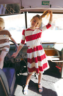 Red Striped Cotton Skirt