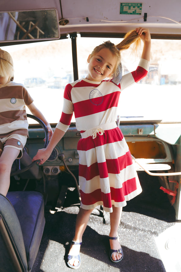Red Striped Cotton Skirt