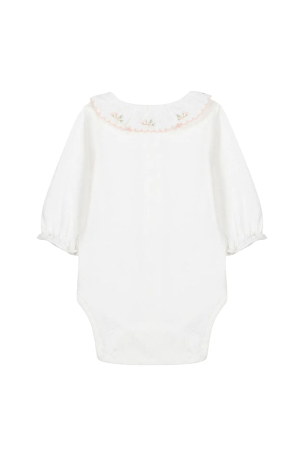 White Scallop Floral Collar Onesie