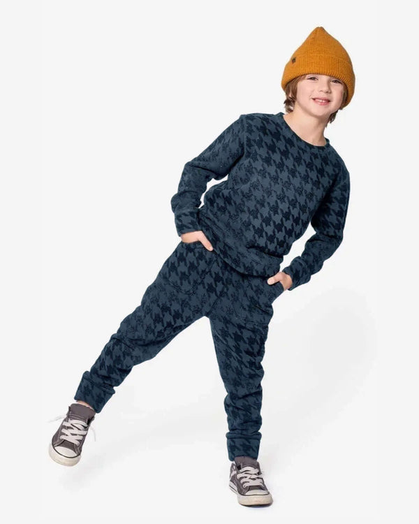 Blue Houndstooth Revel Crewneck