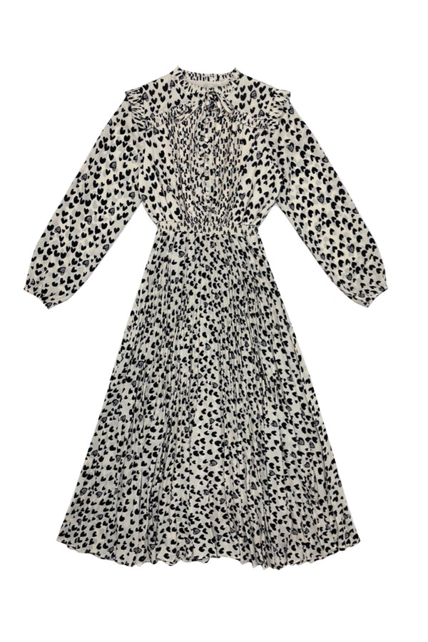 White with Black Hearts Petra Dress
