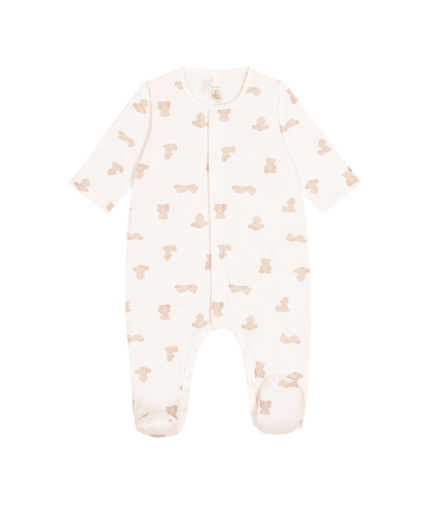 White and Beige Baby Teddy Footie