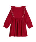 Red Ruffle Corduroy Dress