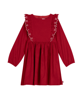 Red Ruffle Corduroy Dress