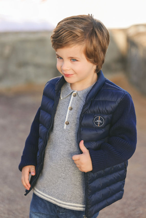 Gray Collared Half Button Sweater