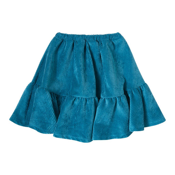 Dark Green Corduroy Flared Skirt