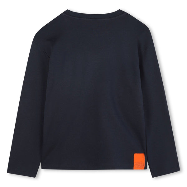 Navy Rhinestone Logo Long Sleeve Tee