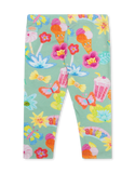 Green Peppy Floral and Cake Print Leggings