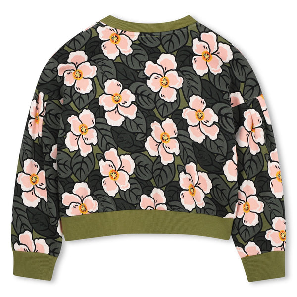 Green and Pink Flower Crewneck