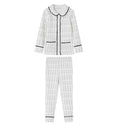 Blue Printed Collar Pajama Set