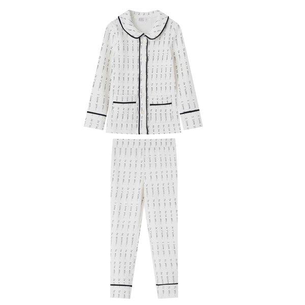 Blue Printed Collar Pajama Set