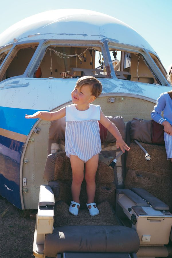 Blue Striped Sailor Romper