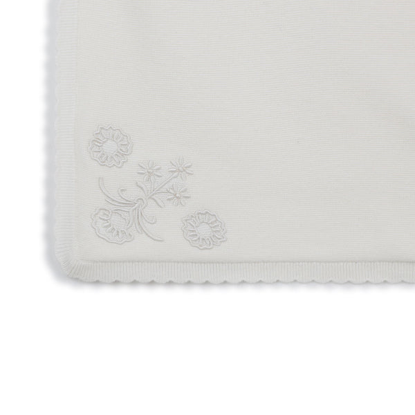 Off White Embroidered Detail Blanket