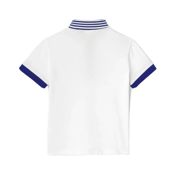 White Gervais Blue Trim Polo