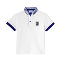 White Gervais Blue Trim Polo