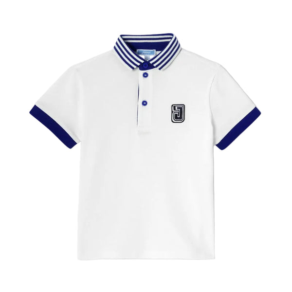 White Gervais Blue Trim Polo