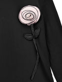 Black 3D Rose Turtleneck