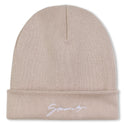 Cream Reversible Logo Knit Hat