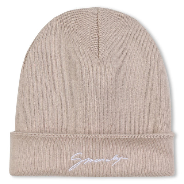 Cream Reversible Logo Knit Hat