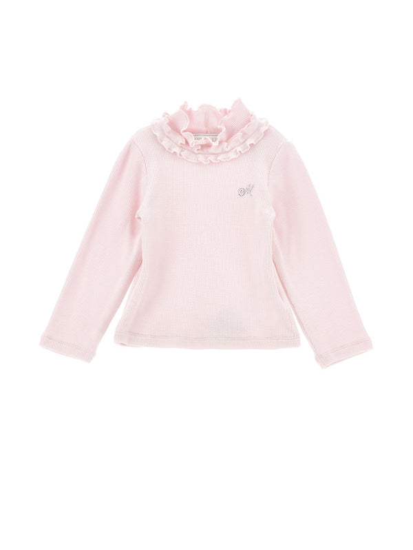 Light Pink Ribbed Ruffle Turtleneck