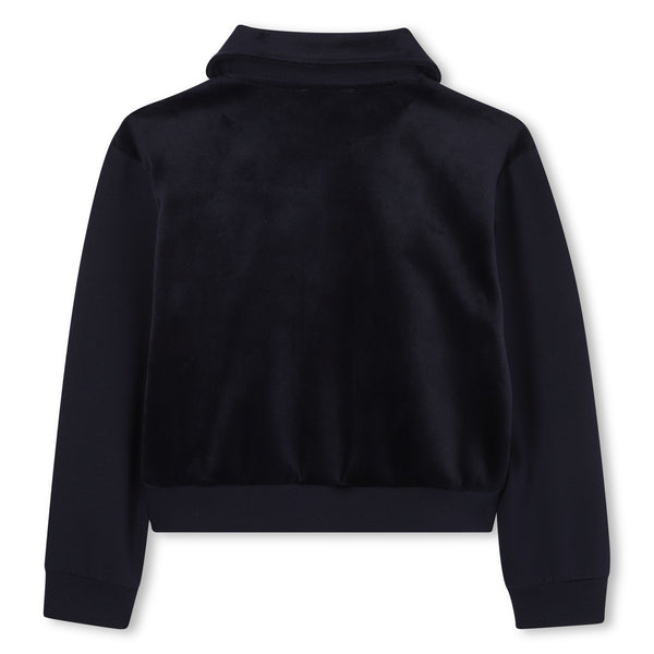 Navy Velour Zip Up Sweatshirt