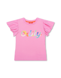 Fuchsia Tjancy Multicolor Logo Flutter Sleeve Tee