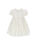 White Velvet Rose Waist Pleated Dress